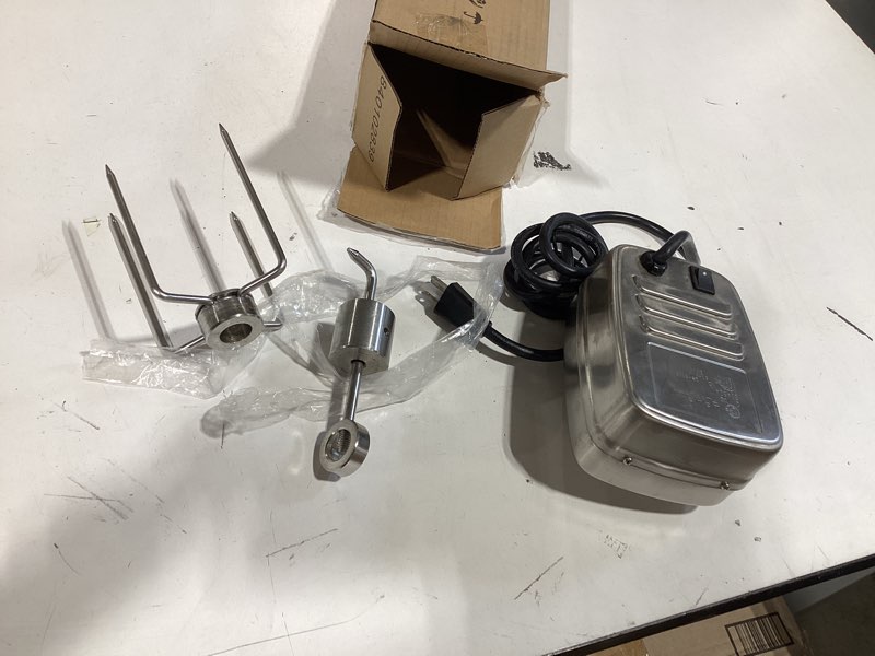 Condition photo showing As Is for onlyfire universal bbq grill rotisserie kit with 110v electric motor for gas grills - 45" 1/2" hexagon spit rod