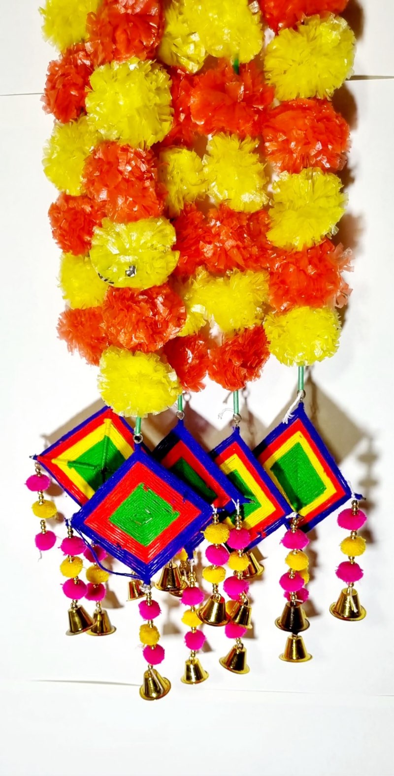 (Similar) PlantaZee Handmade Artificial Marigold Flowers Woolen Hanging Kite|Patang Decoration|Kites for Decoration Pack of 6
