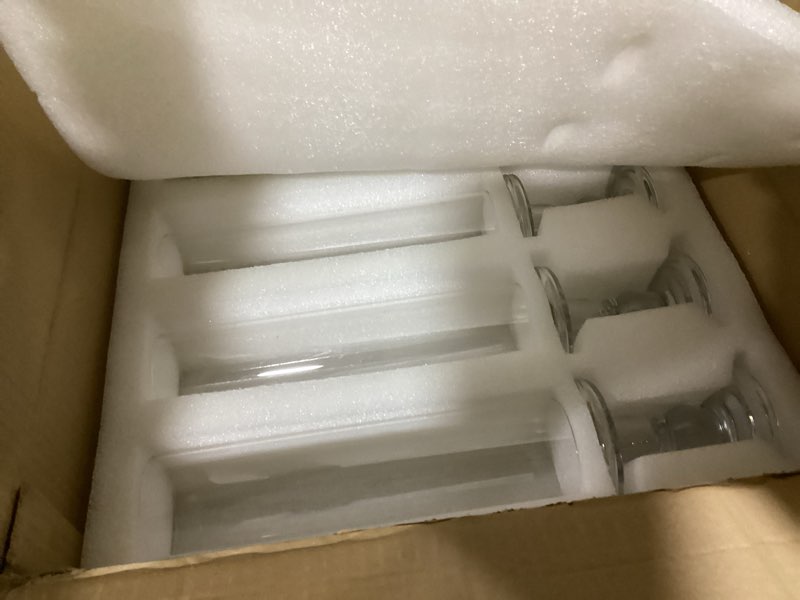 Condition photo showing Good Condition for Showgeous 12 Pcs Hurricane Candle Holders - 13.8" Tall Glass Taper & Pillar Candle Stands with Open Ended Chimney Tube for Wedding Decor