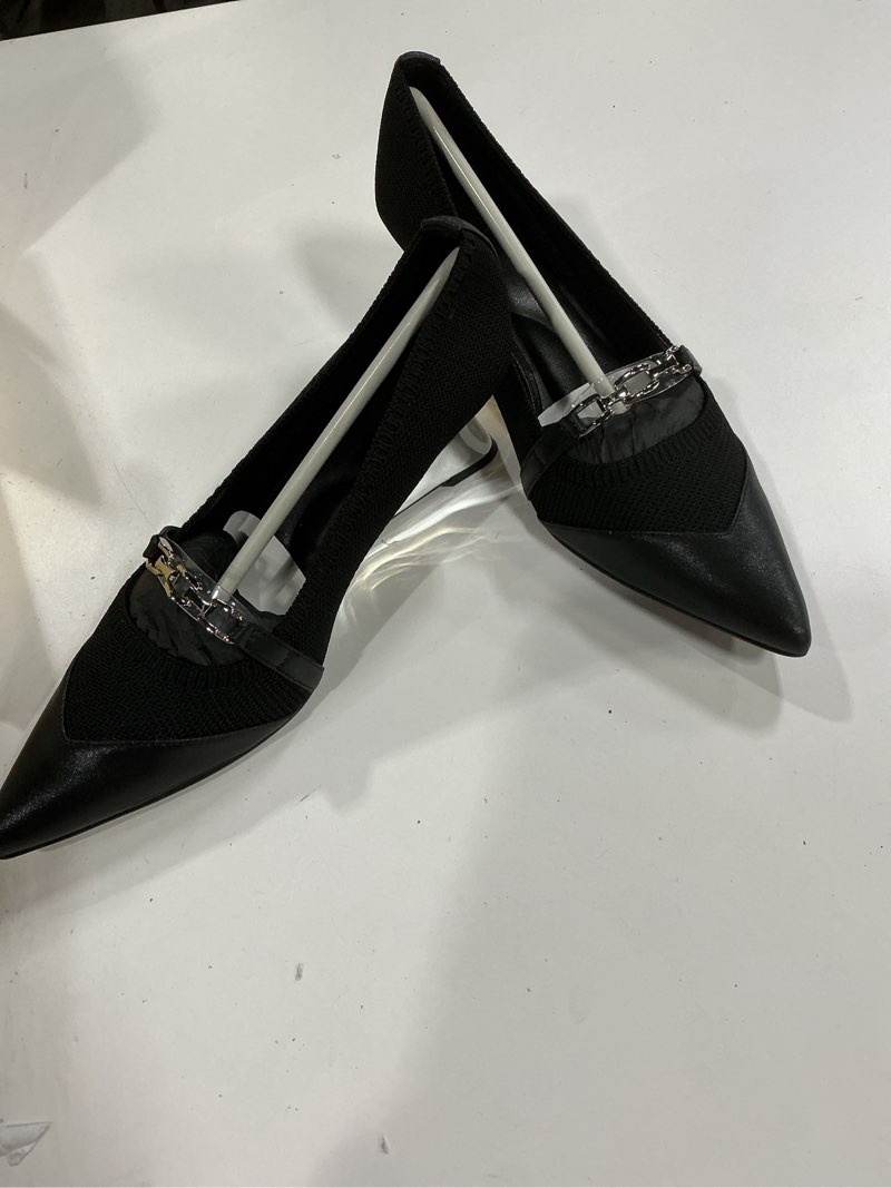 newbella women's bow wedge heels - simple knit slip-on pumps pointed toe, comfortable office work shoes with block heel 6 black