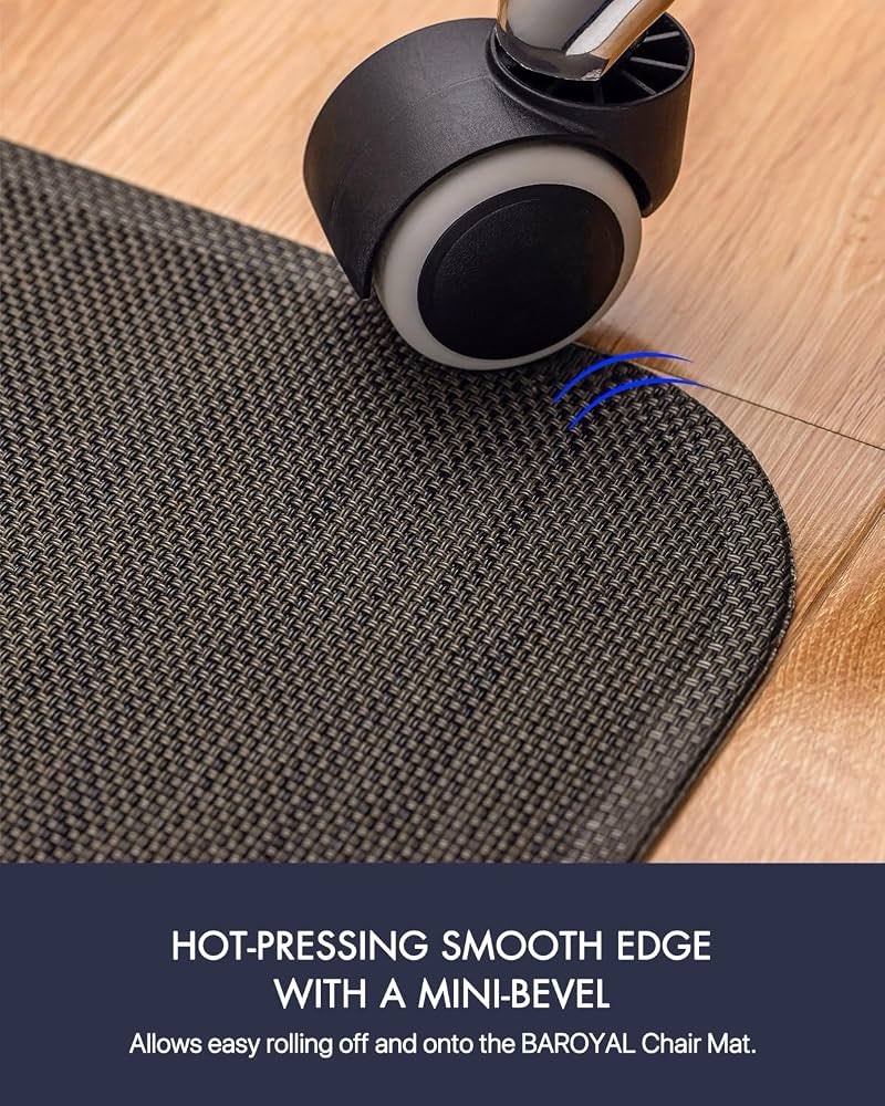 baroyal office chair mat for hardwood floor under desk computer rolling chair mat for wood/tile floor non-slip heavy duty desk rug pvc plastic hard floor protector 40"x 48" (espresso)