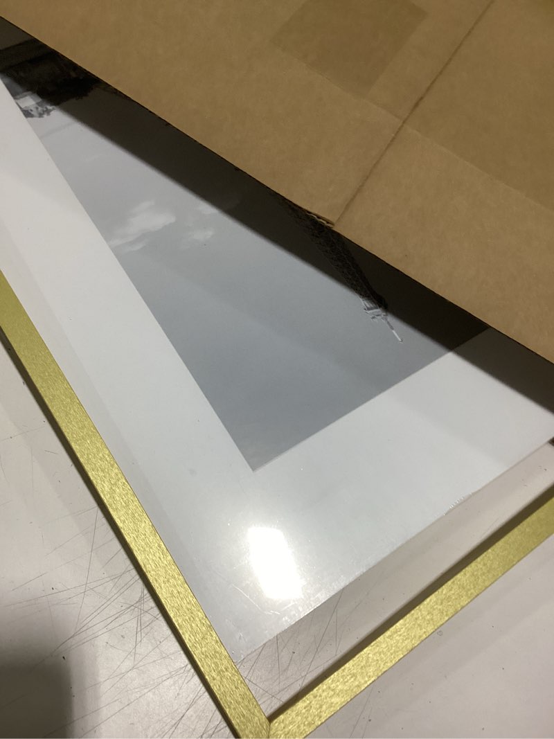Condition photo showing As Is for upsimples 16x20 picture frame, display pictures 11x14 with mat or 16 x 20 without, wall hanging poster frame, gold, 1 pack gold 16x20
