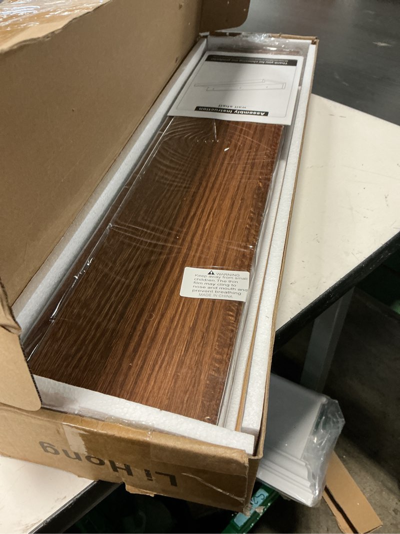 Condition photo showing New/Like New for axeman oak picture ledge shelf, 24 inch floating shelves set of 2, solid oak wood wall shelves with lip, wall decor storage for bedroom living room bathroom kitchen nursery photo picture, walnut 24inch walnut