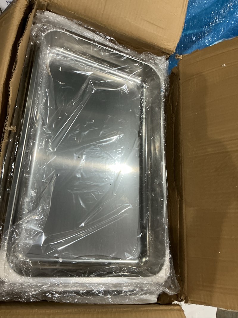 Condition photo showing As Is for 4 pack 8qt chafing dish buffet set with 2 full size, 2 half size, 3 1/3 size food pans, stainless steel buffet chafers catering food warmers for party/buffet/wedding/banquet/catering events