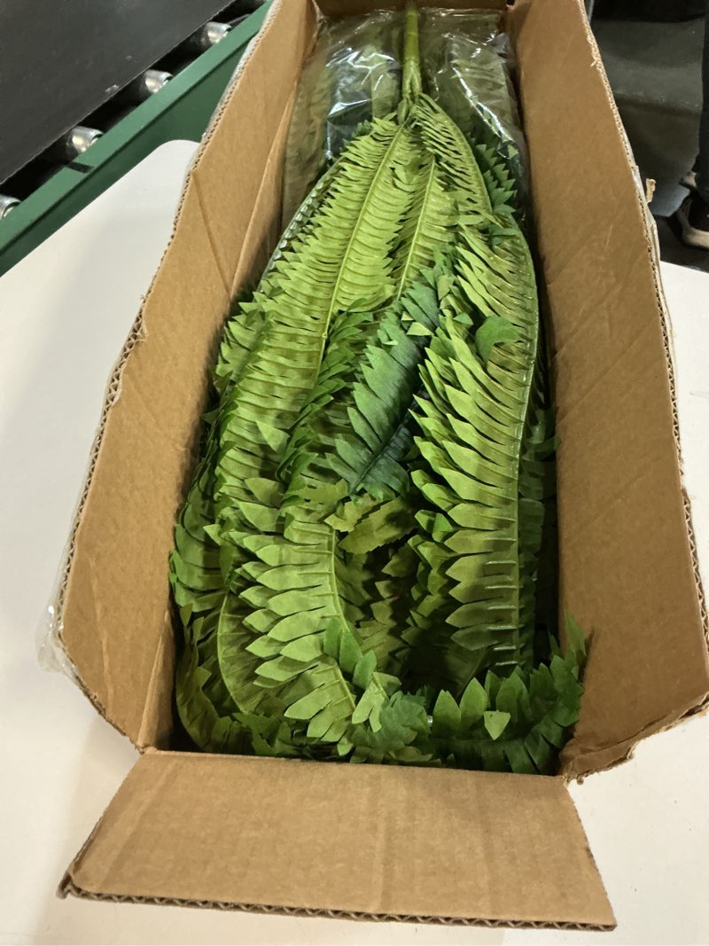 Condition photo showing Good Condition for cqure 128 branches fake ferns artificial plants large, 50" set of 2 artificial boston ferns faux hanging fake plants for outdoors planter home garden decor