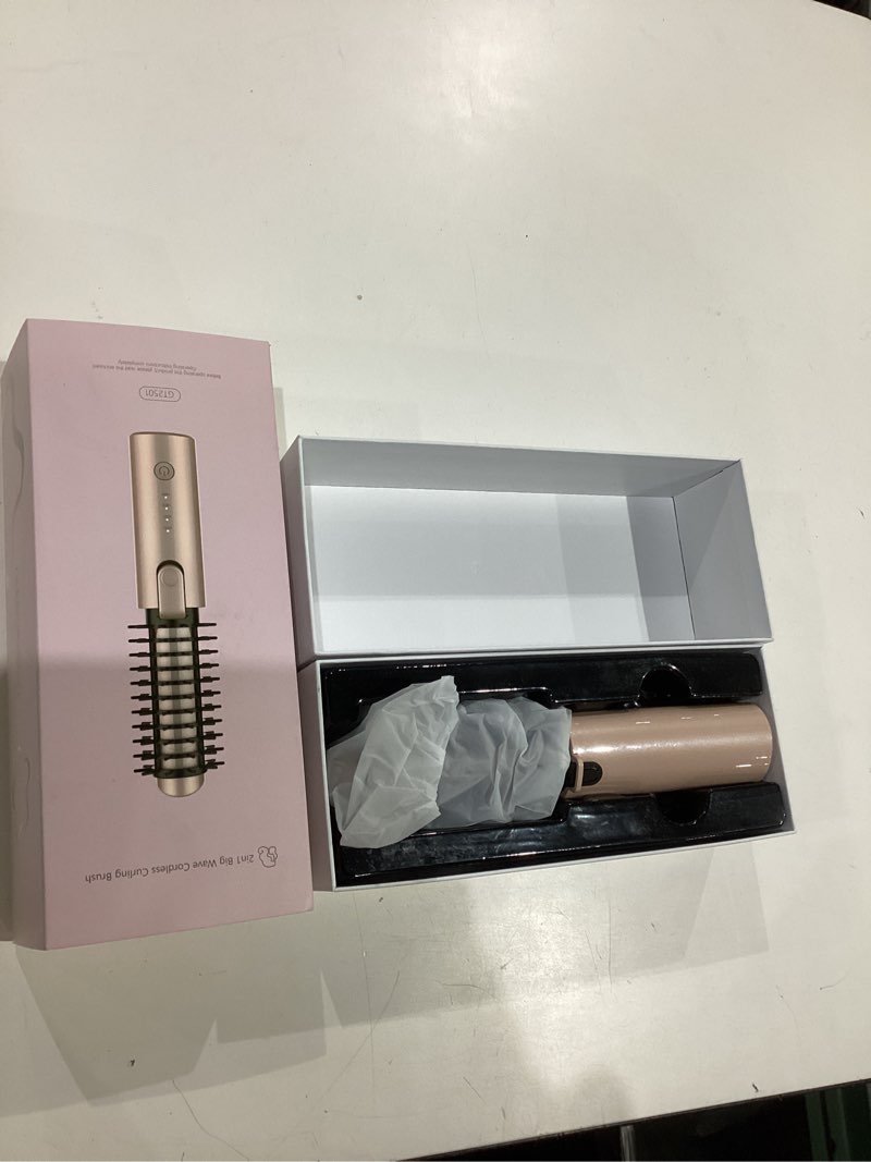 Condition photo showing As Is for cordless curling iron brush, 3-in-1 travel hair curler straightener brush, 7000mah rechargeable mini curling iron tool, 4 temperatures/fast heating/anti-scald/anti-frizz hot rollers