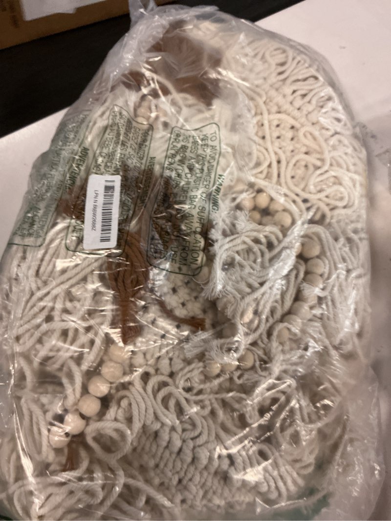 Condition photo showing Good Condition for ANROYE Large Macrame Wall Hanging, Boho Woven Tapastry with Wood Bead Tassel, Above Bed Minimalist Decor for Bedroom, Bohemian Art Decoration for Living Room Apartment Home