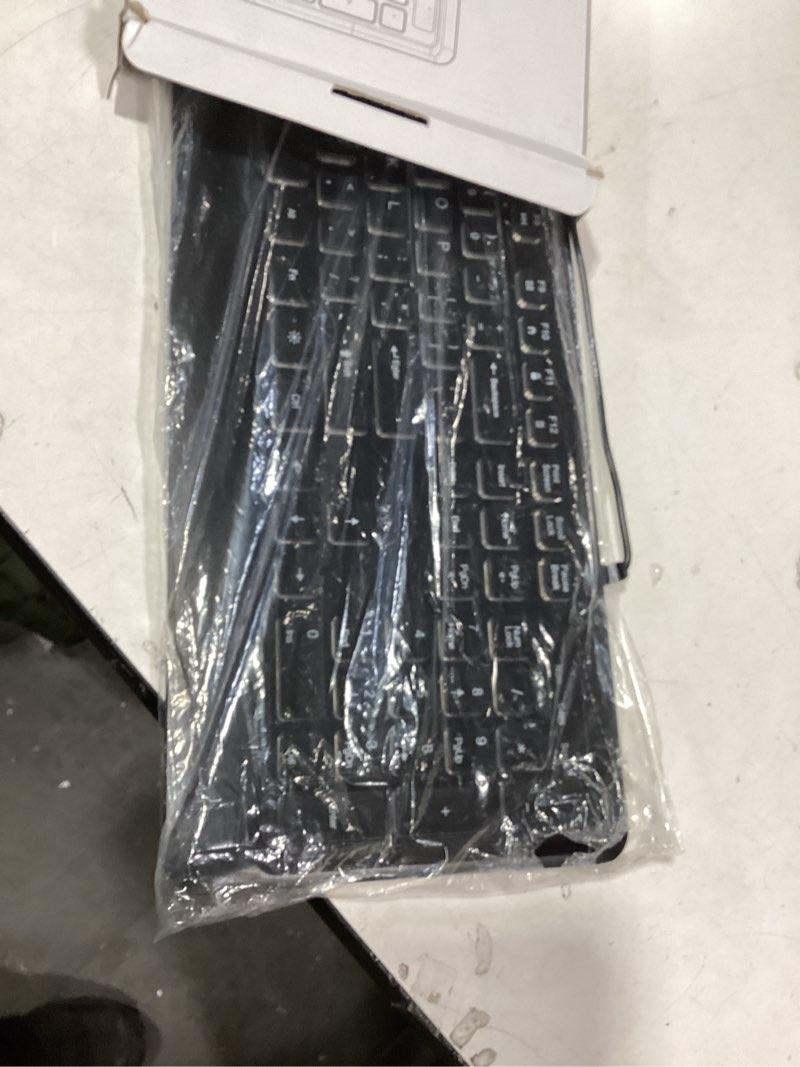Condition photo showing item condition for Backlit Computer Keyboards, Wired USB LED Keyboard with 7 Colors Backlight, Plug and Play, Waterproof, Full Size Quiet Computer Keyboard for Windows Desktop, PC, Laptop, Gaming M Black
