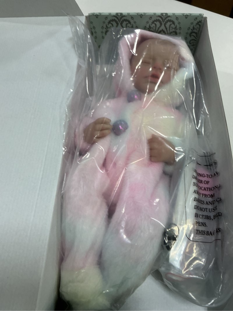 Condition photo showing New/Like New for reborn baby dolls – 20 inch real baby dolls that look real, full body vinyl girl doll in fantasy horn outfit with accessories, gift for girls ages 3+, pretend play & collectors dreamy pink