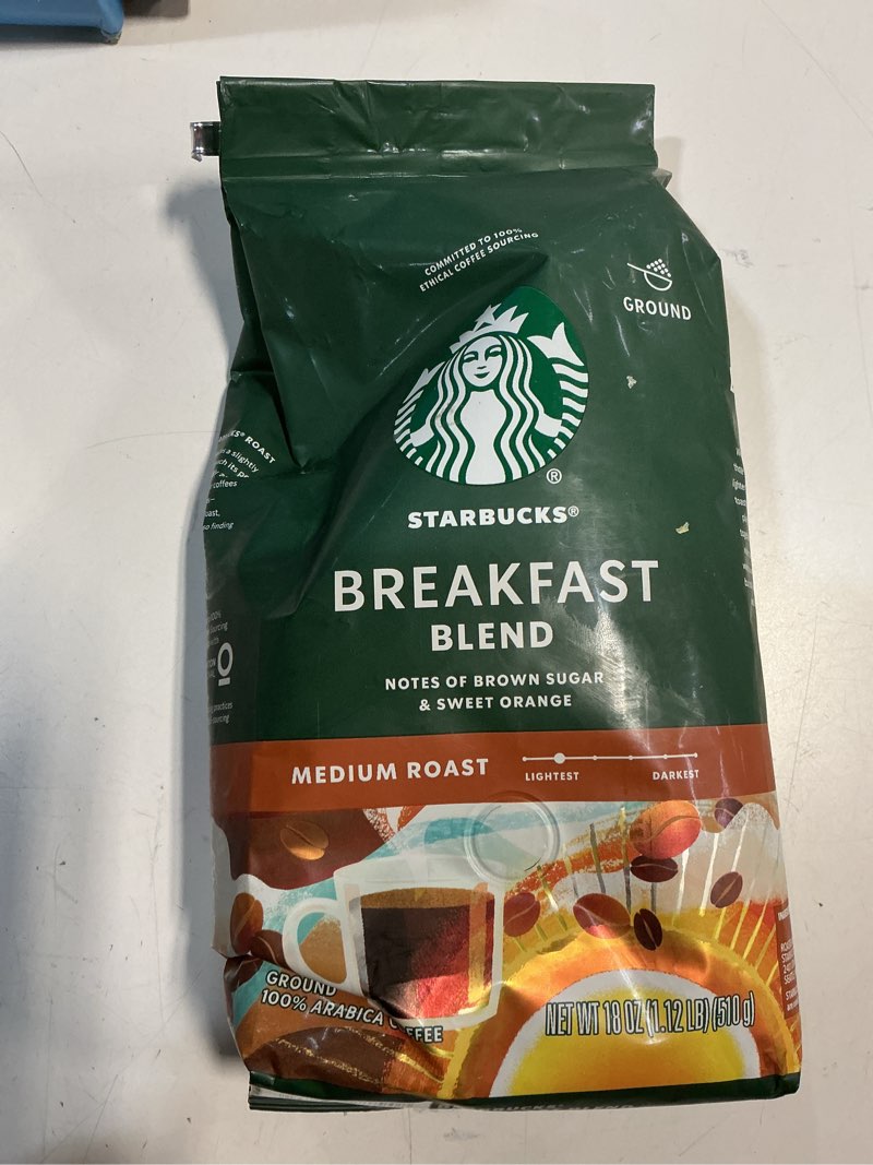 Condition photo showing New/Like New for Starbucks Ground Coffee, Medium Roast Coffee, Breakfast Blend, 100% Arabica, 1 bag (18 oz) Breakfast 18 Ounce (Pack of 1) (best before 03/05/2026)