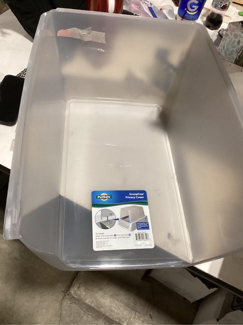 Condition photo showing item condition for petsafe scoopfree litter box privacy cover - convenient potty cover with minimalist cabin design & durable construction - removable hood for skittish cats - washable & travel friendly