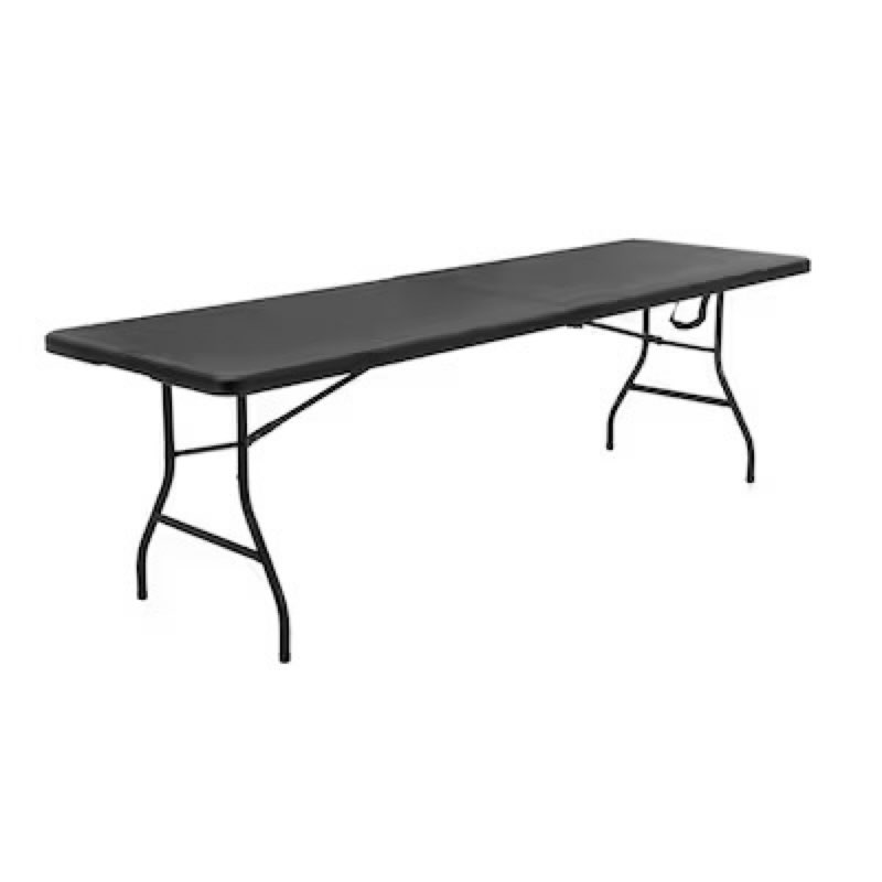 Cosco 2.6-ft x 8-ft Indoor or outdoor Rectangle Resin Black Folding banquet table 8 -Person