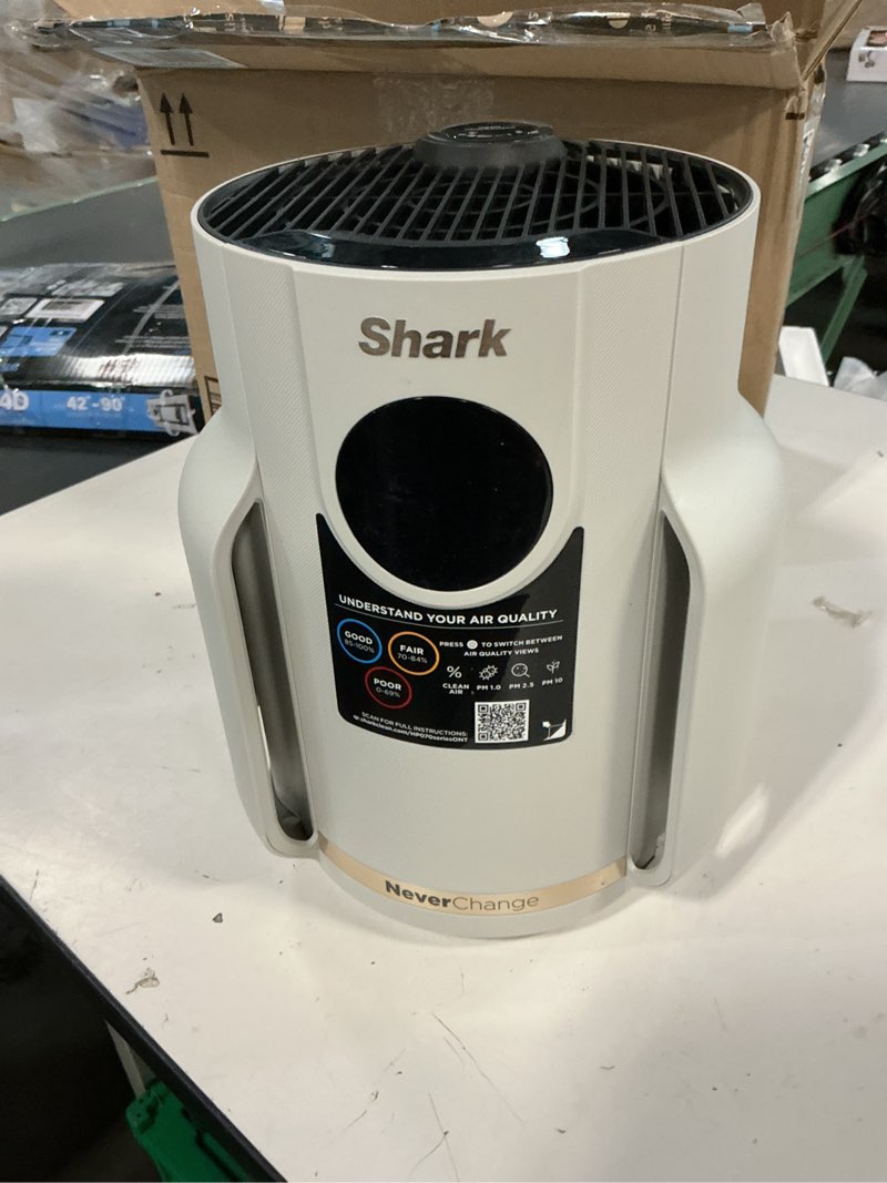 Condition photo showing Good Condition for Shark Air Purifier for Home, NeverChange Compact Pro, for Bedroom, Nursery, Home Office, Dorm, HEPA-Exceeding Filter, Captures Pollutants, Pet Dander, Dust, Odor, Smoke, and More, HP072, Dove Dove (250 sq. ft)