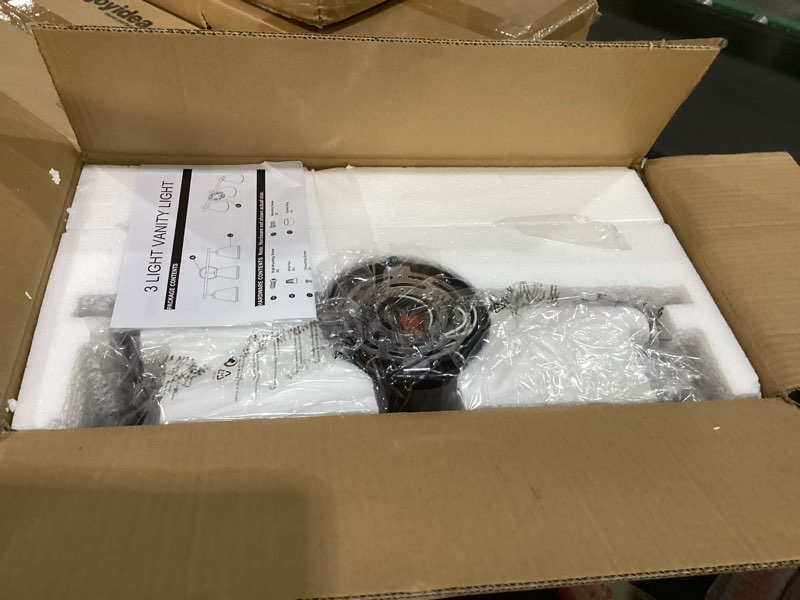 Condition photo showing New/Like New for Black Bathroom Vanity Light 3 Lights Bathroom Light Fixtures Over Mirror Vanity Lighting Fixtures with Clear Glass Shade 22 inch Modern Vanity Lights for Bathroom Wall Sconce Lights for Bedroom Black 3 Light