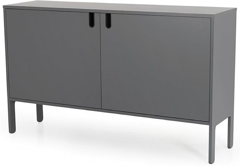 (Incomplete 1 box of 2) Tenzo UNO 8554-014 Designer Cupboard 2 Doors Width MDF/Chipboard Grey 148 x 40 x 89 cm