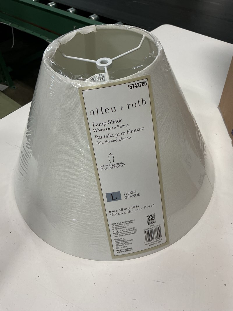 Condition photo showing New/Like New for allen + roth 10-in x 15-in white linen empire lamp shade