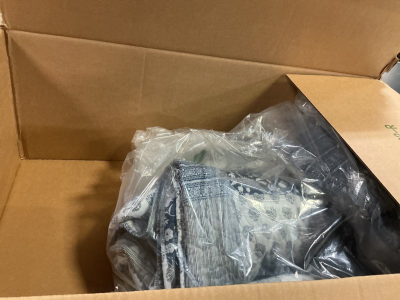 Condition photo showing As Is for Cozyholy Navy Blue Gray Quilt Set King Size Quilts Patchwork Quilted Bedspread Coverlet Set 3 Piece 