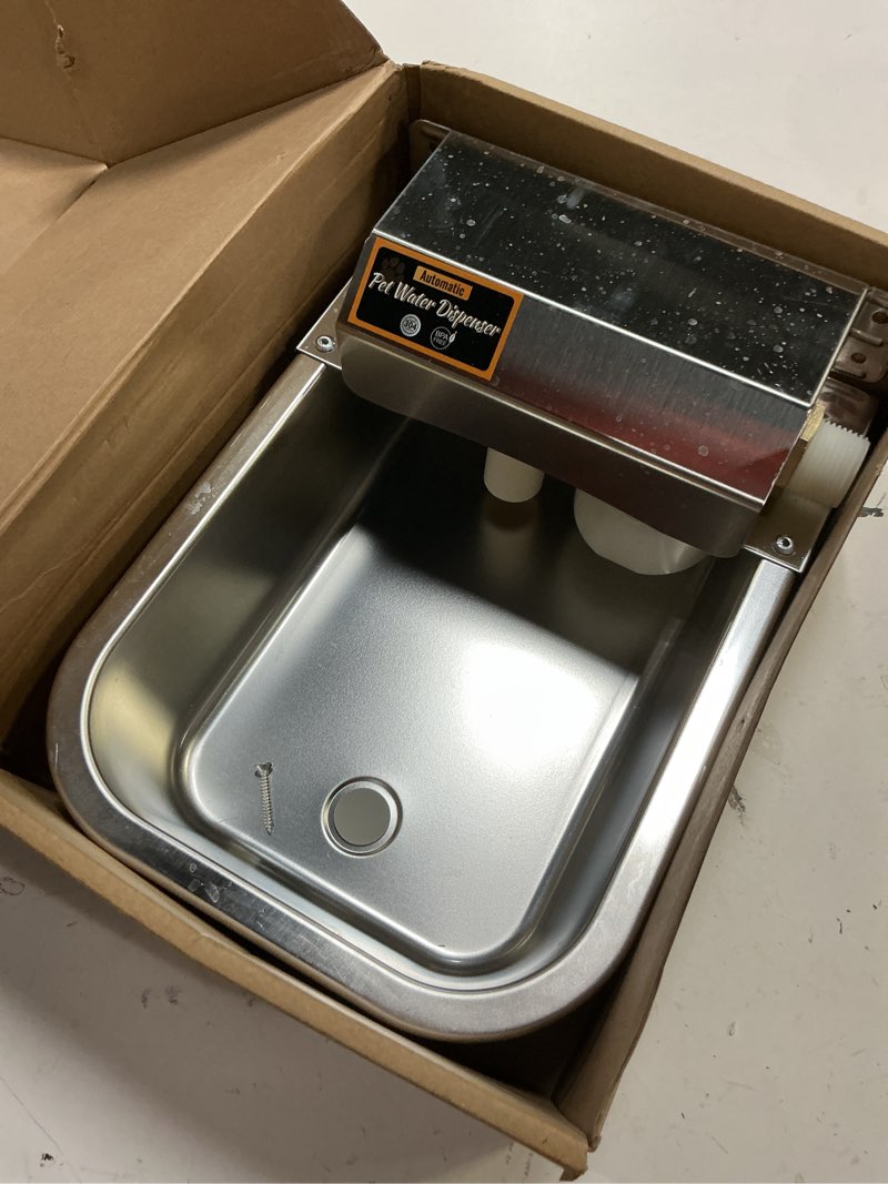 Condition photo showing Good Condition for automatic water dispenser for dogs, 3l /101 oz 304 stainless steel dog water feeder, auto-fill large waterer for pets & livestock, outdoor dog water bowl, wide mouth, anti-tip, easy to clean 101 oz silver