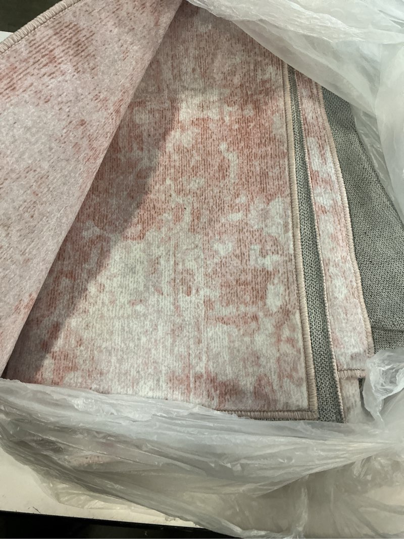 Condition photo showing As Is for rugs.com - aurora collection rug 10 x 10' carnation pink easy-clean area rug – modern minimalist style for living rooms, bedrooms, and offices 8' x 10' (rectangular) carnation pink