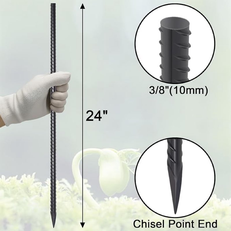 VVOKGO Straight Rebar Stakes 24 Inch Ground Concrete Form Stakes Heavy Duty