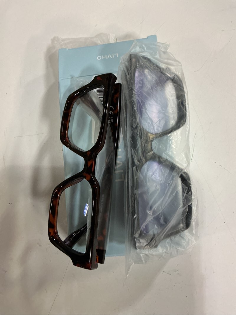 Condition photo showing Good Condition for livho oversized eyewear frame for woman and men - rectangle fashion glasses for computer, chic preppy frame chunky tortoise + all black