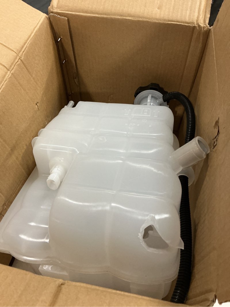 Condition photo showing As Is for 84257137 Radiator Surge Tank Coolant Reservoir with Cap, Hose & Sensor for 2017-2019 Silverado & Sie