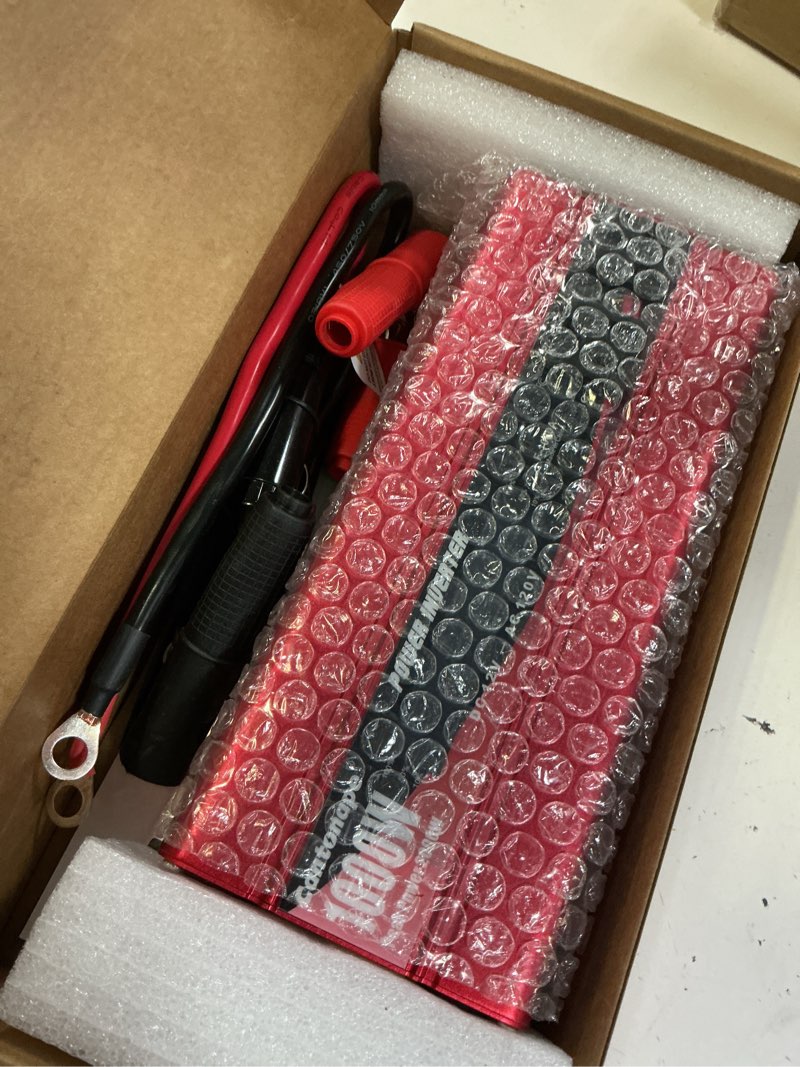 Condition photo showing New/Like New for cantonape 1000w power inverter dc 12v to 110v/120v ac car inverter with lcd display, 2 ac outlets, 3.0a usb and 20w type-c car charger for vehicles home laptop truck 1000w-new red