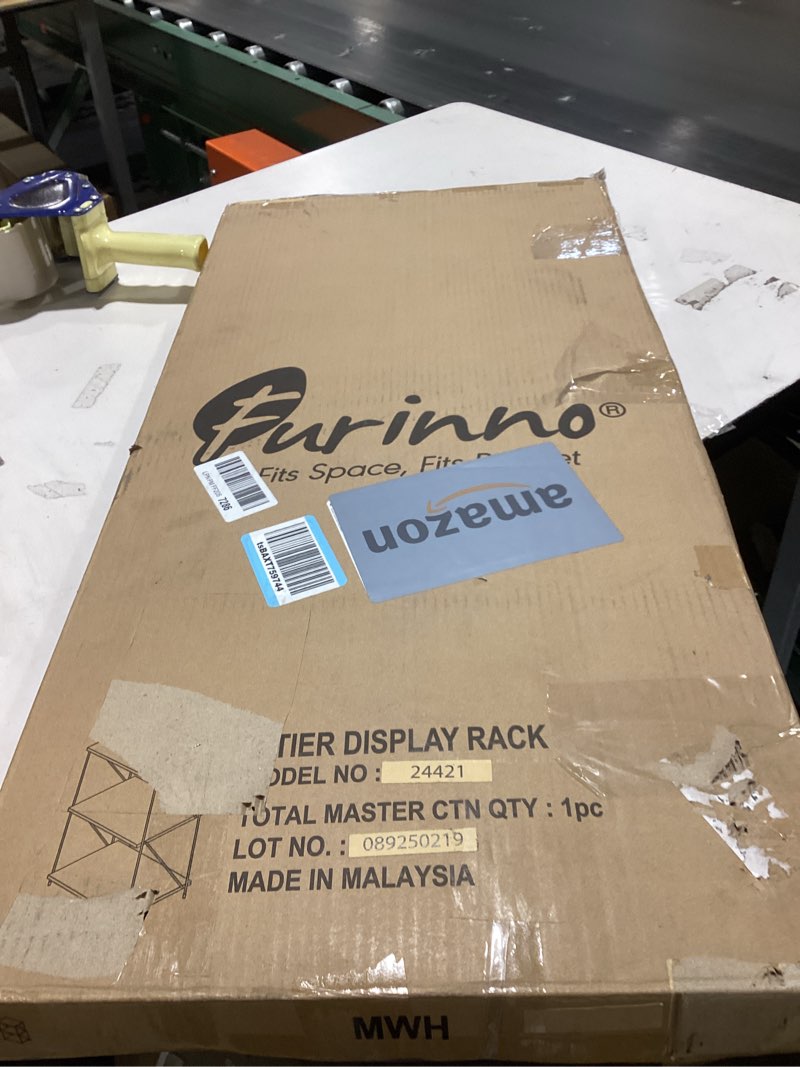 Condition photo showing Good Condition for Furinno Rata 3-Tier Industrial Multipurpose Flat Base Shelf Display Rack, Marble White