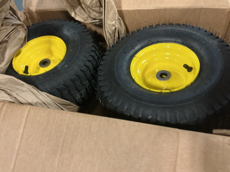 Condition photo showing Good Condition for 15x6.00-6nhs Lawn Mower Tires, 2 Pack 4 Ply 15x6-6 Tubeless Front Tire with Wheel Assembly for John Deere Riding Mowers, 3" Offset Hub, 3/4" Bushing,700lbs Capacity