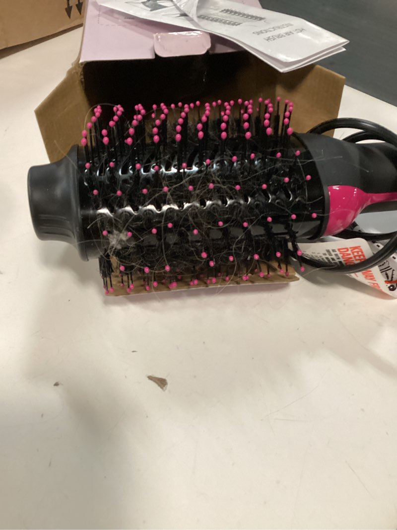 Condition photo showing As Is for hair dryer brush blow dryer brush in one, upgraded 4 in 1 hair dryer and styler volumizer with negative ion anti-frizz ceramic titanium barrel hot air hair straightener brush black/pink
