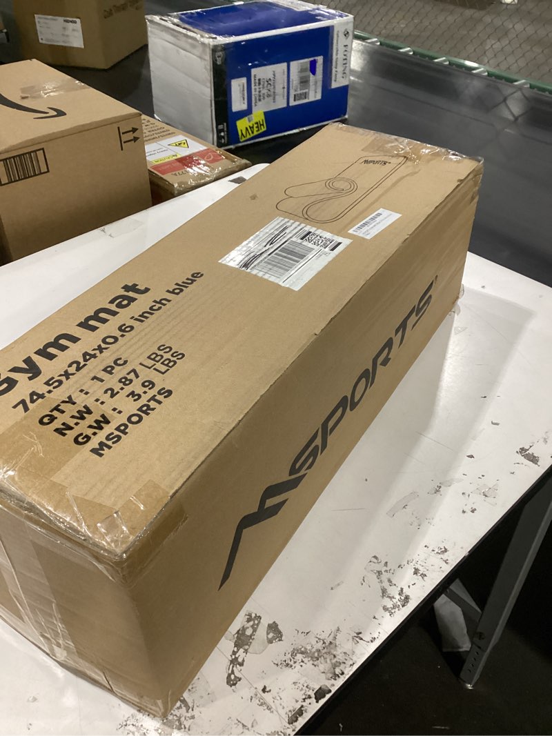 Condition photo showing New/Like New for Yoga Mat Premium Non Slip Thick – Extra Comfortable Exercise Mat for Home Workouts, Pilates, Stretching & Gym – Cushioned NBR Foam, Gym Mat with Strap, for Women & Men Blue 74.5 x 24 x 0.6 in