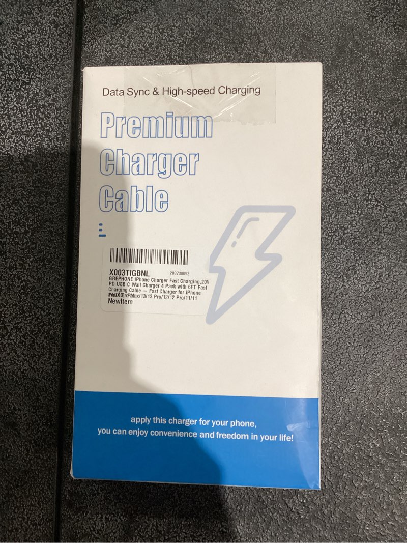 Condition photo showing New/Like New for iPhone Charger Fast Charging,20W PD USB C Wall Charger 4 Pack with 6FT Fast Charging Cable - Fast Charger for iPhone 14/14 Pro Max/13/13 Pro/12/12 Pro/11/11 Pro/XS, iPad White 6ft