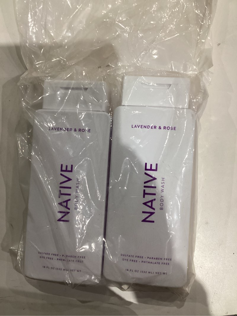 Condition photo showing New/Like New for Native Body Wash Contains Naturally Derived Ingredients | For Women & Men, Sulfate, Paraben, & Dye Free Leaving Skin Soft and Hydrated | Lavender & Rose 18 oz - 2 Pk Lavender & Rose - 2 Pk