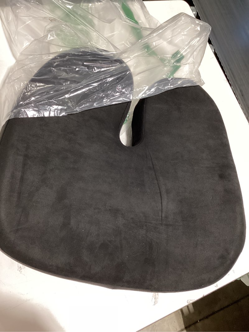 Condition photo showing Good Condition for seat cushion for office chairs - tailbone, coccyx pain relief - butt, pressure & sciatica relief - gaming, wheelchair, car & desk pillow, black black large