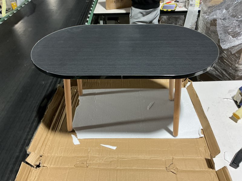 Condition photo showing Good Condition for Oval Coffee Table Low Table with 4 Solid Wood Sturdy Legs, Floor Table Desk for Sitting on The Floor, Storage and Living Room Furniture (Black)