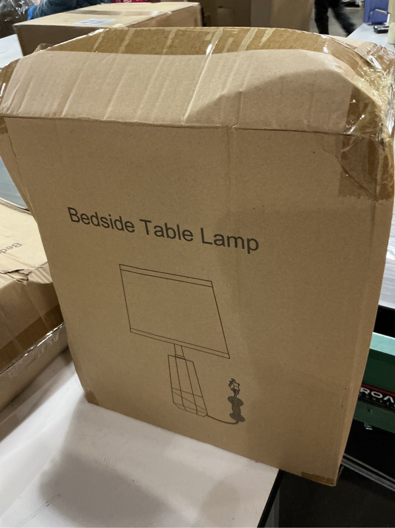 Condition photo showing New/Like New for GyroVu 3 Color Temperature Adjustable Table Lamp, Ceramic Lamp Set of 2, Lamp for Nighstand, Bedside Lamps with Rotary Swtich, Nightstand Lamp for Living Room Bedroom Office, Bulbs Included-Brown B Creamy+Brown;Oat Lampshade