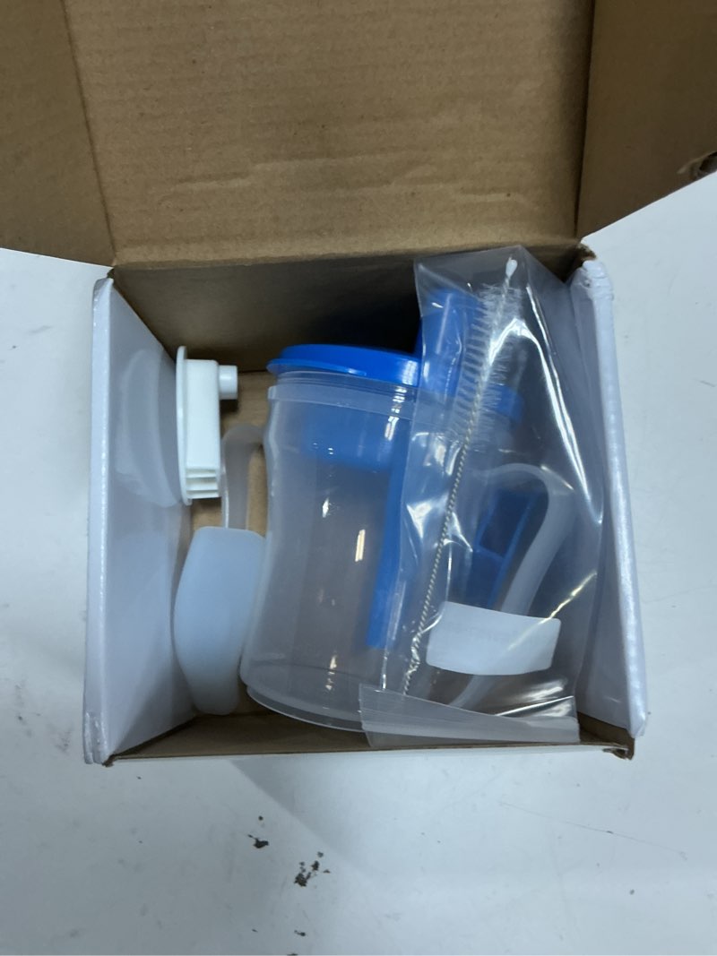 Condition photo showing As Is for dysphagia regulating drinking cup – spill-proof adaptive cup for adults with swallowing difficulties, elderly, parkinson’s & dementia patients (blue-pack of 1 count)