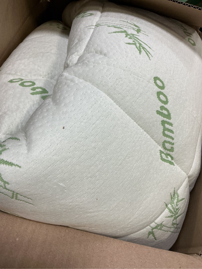 Condition photo showing As Is for ultra soft queen size mattress topper - viscose made from bamboo pillow top mattress pad for back pain relief - naturally cooling for hot sleepers, green green queen