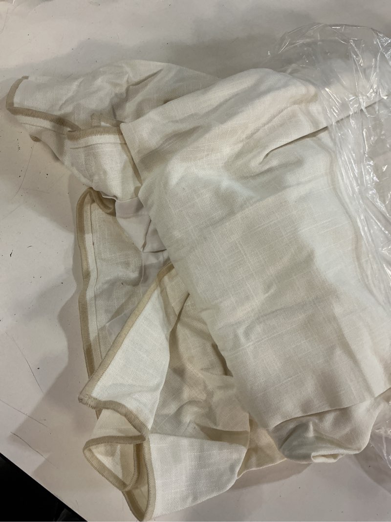 Condition photo showing New/Like New for piped edge cotton curtain, 48x96, ivory/oatmeal piping