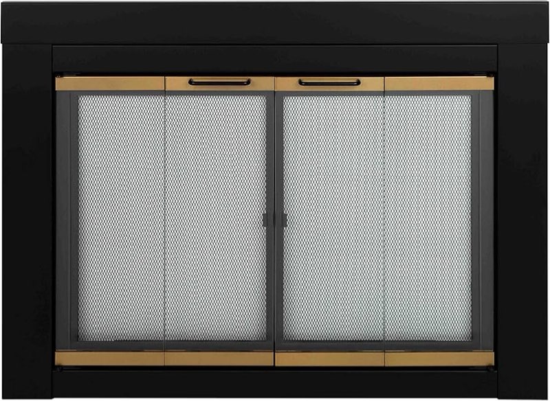 Pleasant Hearth AR-1022 Arrington Fireplace Glass Door, Black, Large