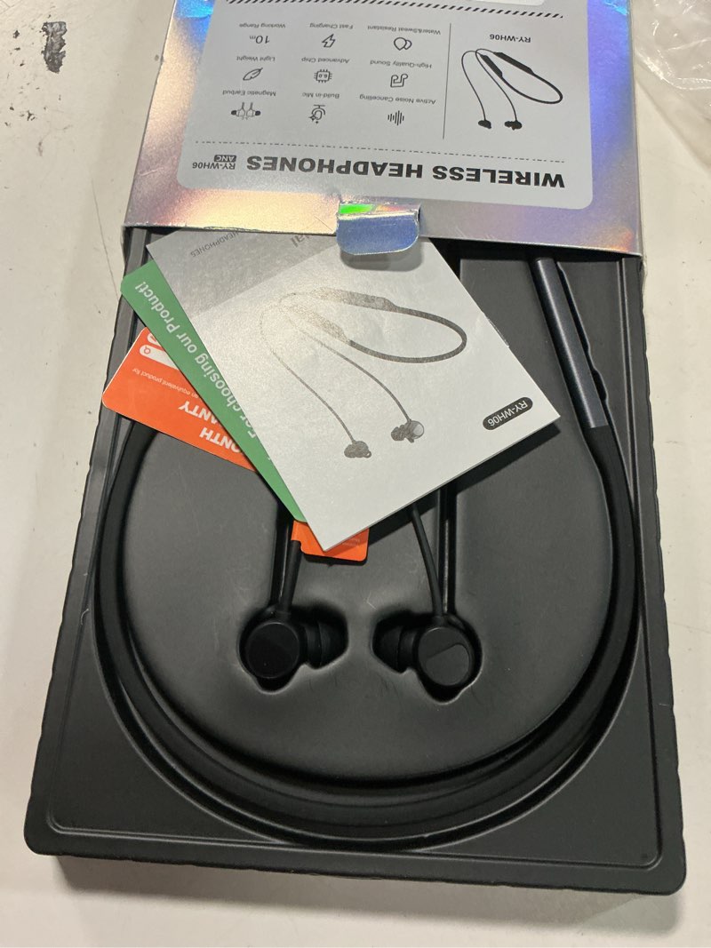 Condition photo showing New/Like New for hybrid active noise cancelling bluetooth 6.0 headphones, 5 enc ai clear call mic wireless earbuds, in-ear magnetic neckband earphones 45h playtime, ipx6 sweatproof anc headsets for travel home office black