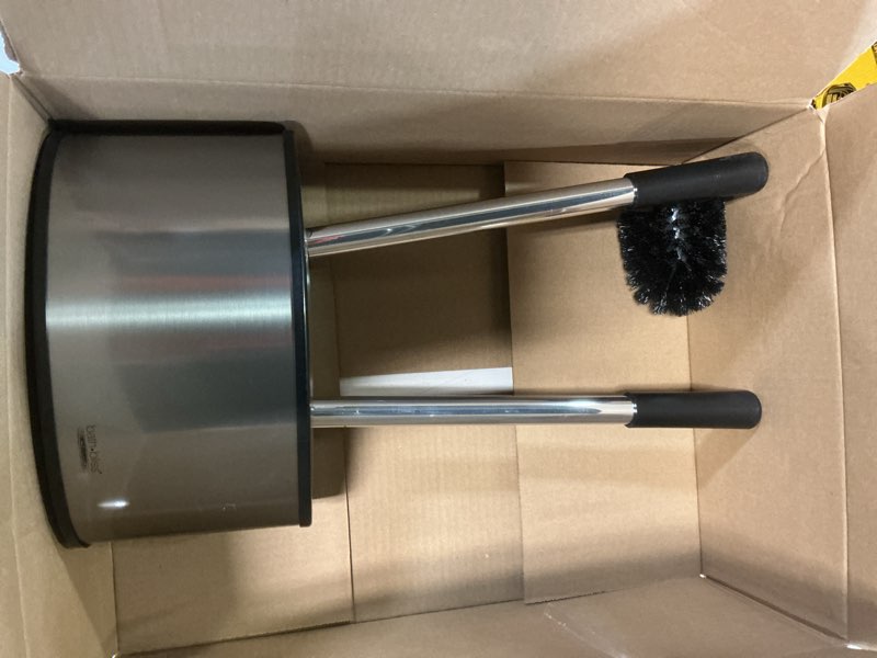 Condition photo showing As Is for bath bliss 2-in-1 toilet brush and plunger set in stainless steel