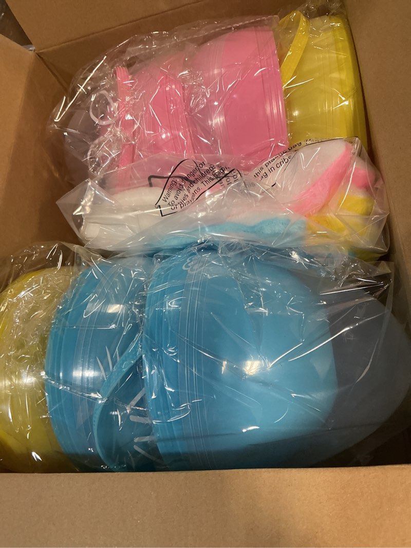 Condition photo showing New/Like New for 6 pcs giant plastic easter eggs 10 inch jumbo easter egg with plush bunny ears large fillable egg with handles big clear empty basket for easters eggs hunt diy surprise party decorations
