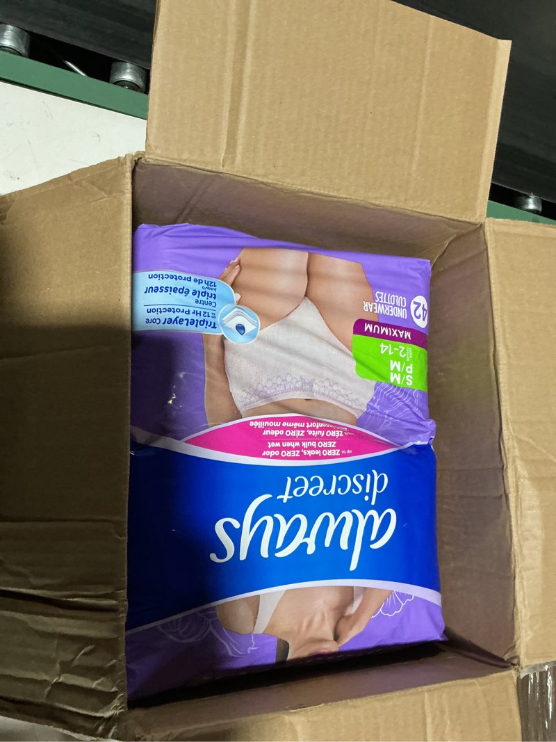 Condition photo showing New/Like New for always discreet adult incontinence underwear for women and postpartum underwear, s/m, up to 100% bladder leak protection, 84 count (packaging may vary)
