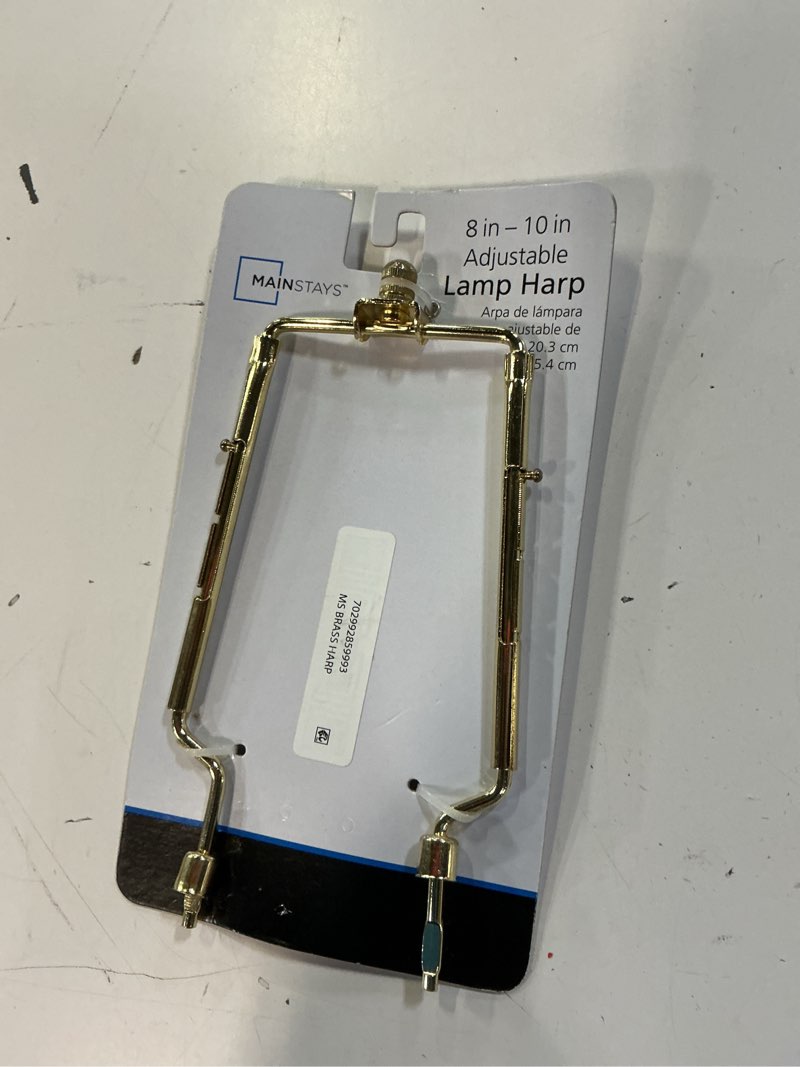 Condition photo showing New/Like New for mainstays adjustable 8  to 10  brass lamp harp with finial