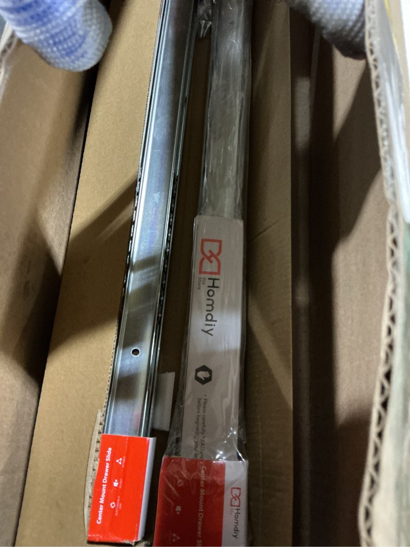 Condition photo showing Good Condition for homdiy 2 pcs bottom mount centered drawer slides for cabinet and dresser 20 inch heavy duty center mount drawer rails 3/4 extension glide track 20 inch 2 pack
