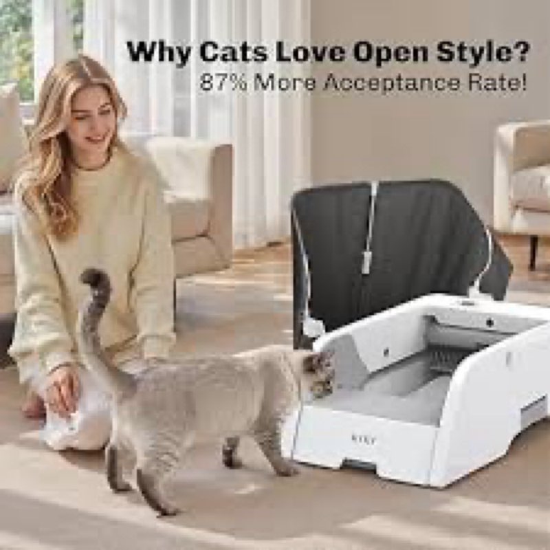 2 in 1 self cleaning litter box with app control, open or covered canopy design to meet cats' varyin