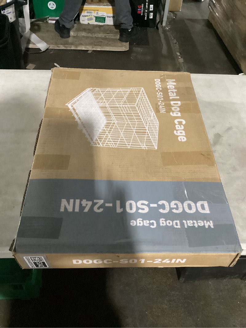 Condition photo showing Good Condition for dumos dog crate, 24 inch small single door dog cage with plastic leak-proof pan tray, folding metal 