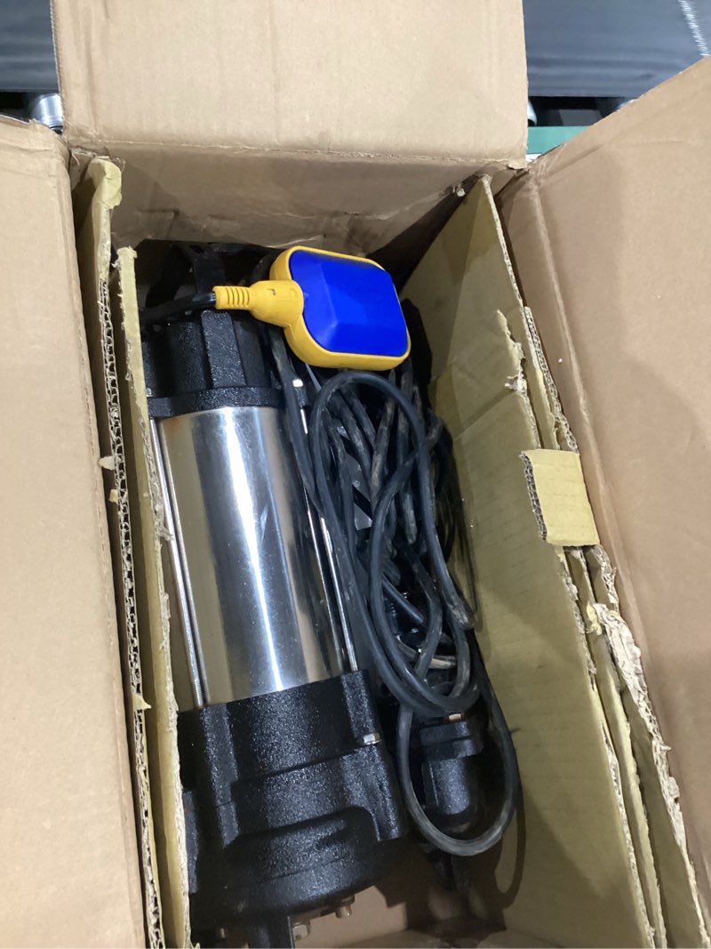 Condition photo showing Good Condition for sewage grinder pump, 1hp submersible sump pump, 110v 6400gph cast iron effluent pumps with automatic float switch, 2'' npt discharge for basement, residential sewage, sump basin 6400gph-1