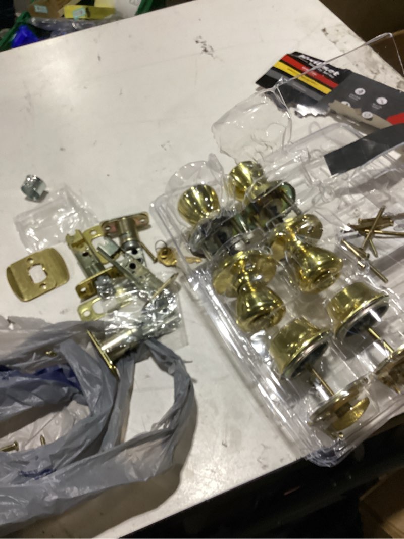 Condition photo showing Good Condition for kwikset tylo polished brass exterior single-cylinder deadbolt and keyed entry door